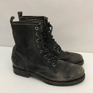 Frye Black Veronica Combat Boots with Lace-Up Size 7B